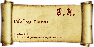 Béky Manon névjegykártya